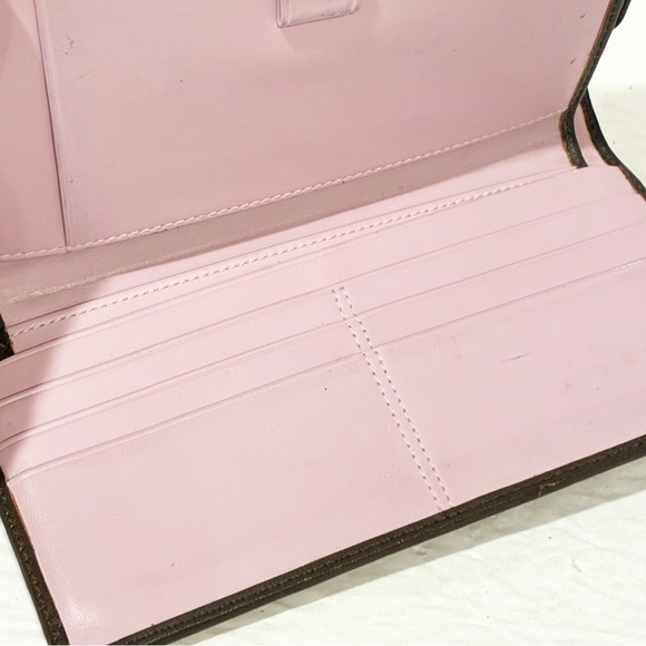 Coach Julia Oh Snap Back Patent Brown Wallet Checkbook Multi Card Slot - Picture 5 of 7